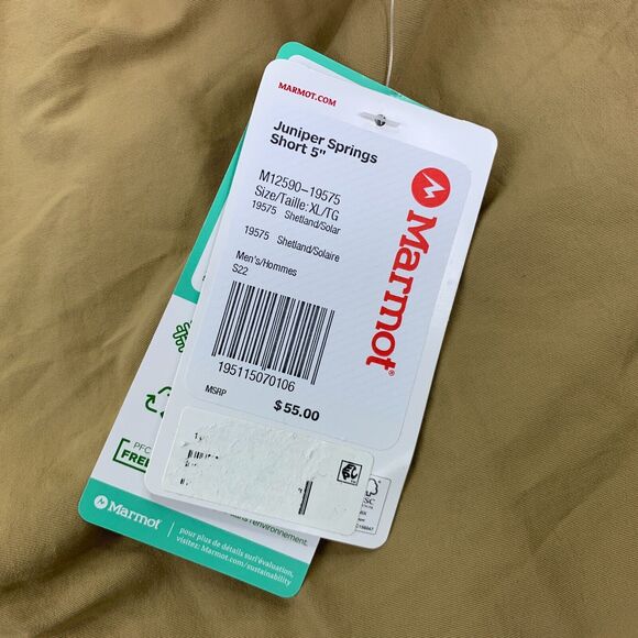 Marmot Mens Juniper Springs 5" Two-Toned Drawstring Shorts Khaki XL - Picture 2 of 4